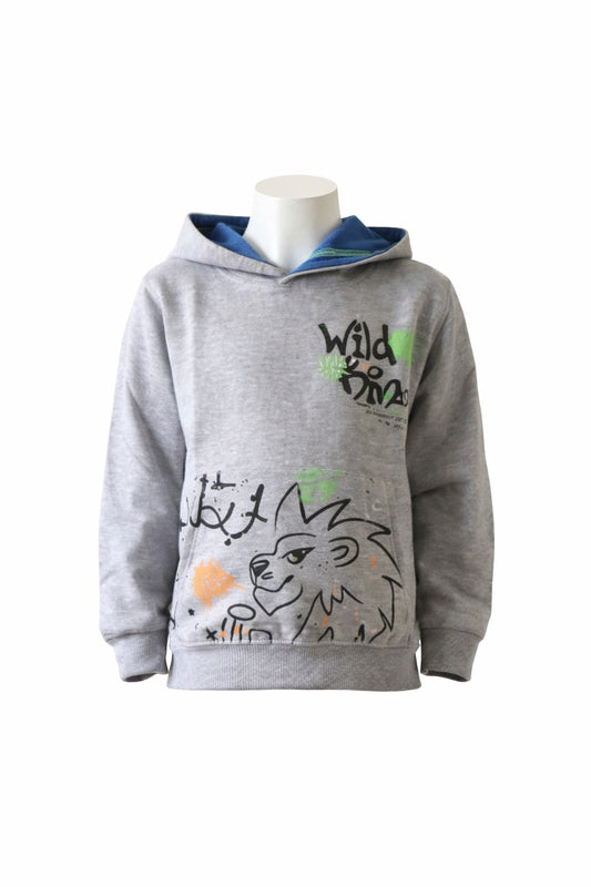 Blue Seven Hoodie Grijs met Leeuw Print - 100% Katoen