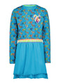 Jurk Jansje van Zoete Zusjes x 4president collectie heeft een opvallende luipaardprint in regenboogkleuren. 95% katoen en 5% elastan.