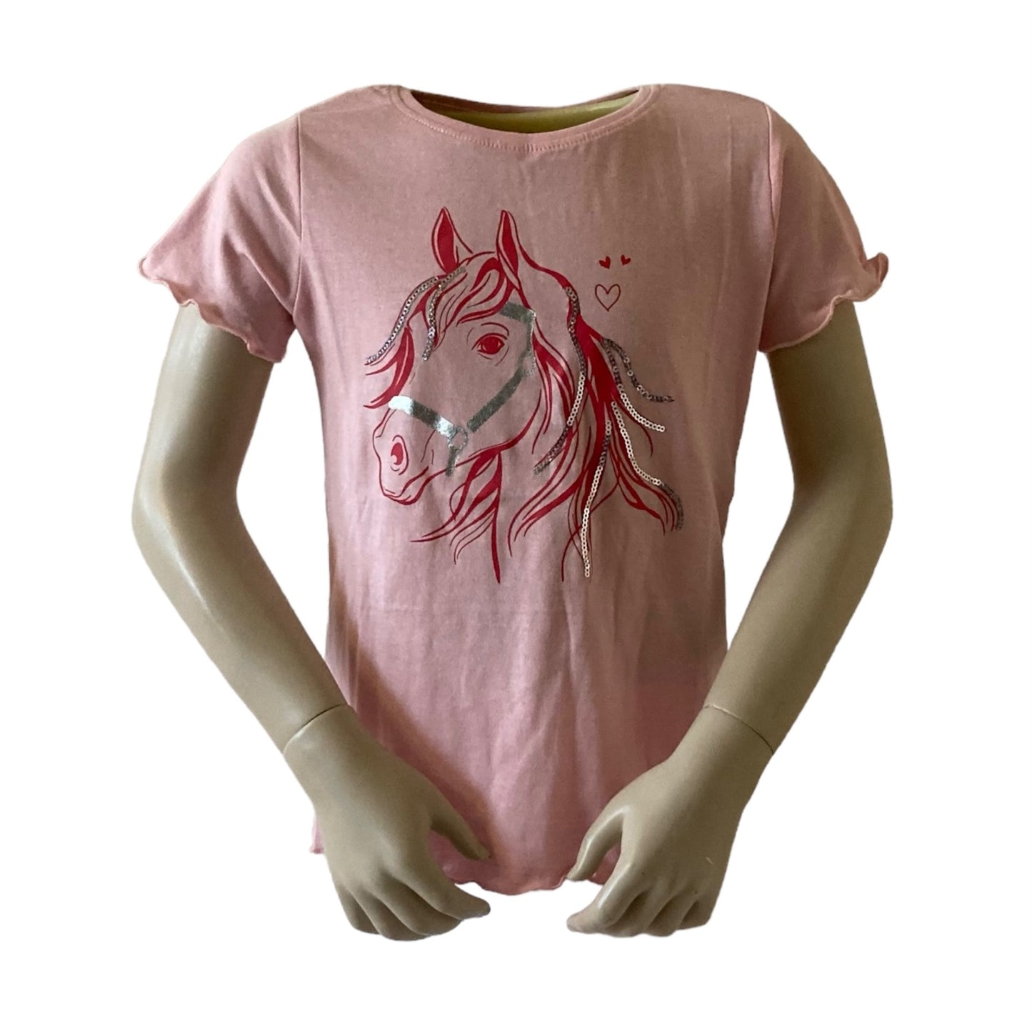 Shirt paardenhoofd roze met pailetten van het merk Blue Seven. In verschillende maten verkrijgbaar.