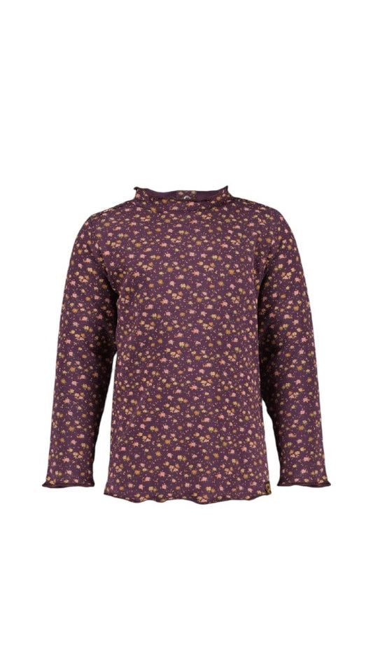 Shirt Dieke in plum perfect paars met zachte bloemenprint. Van het merk 4President, verkrijgbaar in verschillende maten.