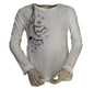 Shirt met kunstschaatsen in de kleur offwhite met roezels aan de mouwen. Materiaal is 100% katoen, verkrijgbaar in de maten 92 t/m 128.