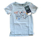 T shirt met bloemen mint groen kleur. Verkrijgbaar in de maten 92 t/m 128. Materiaal is 95% katoen en 5% elastan.