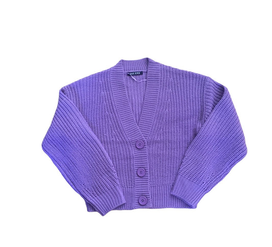 Vest gebreid paars van Blue Seven in de maten 140, 152 en 164.