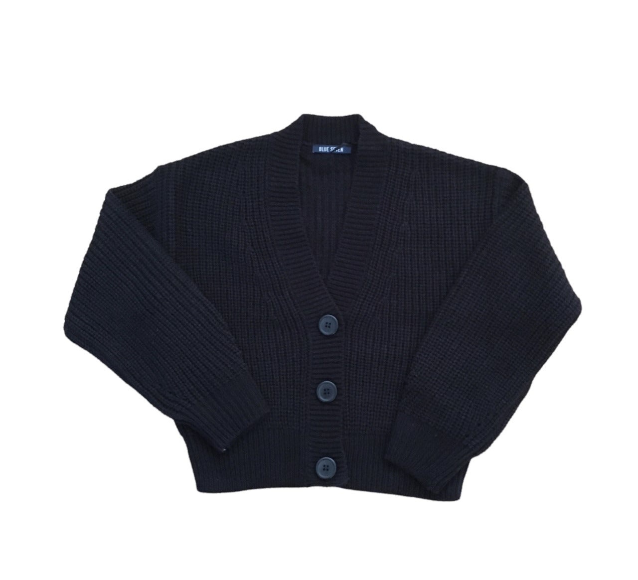 Zwarte vest gebreid van Blue Seven in de maten 140, 152 en 164.