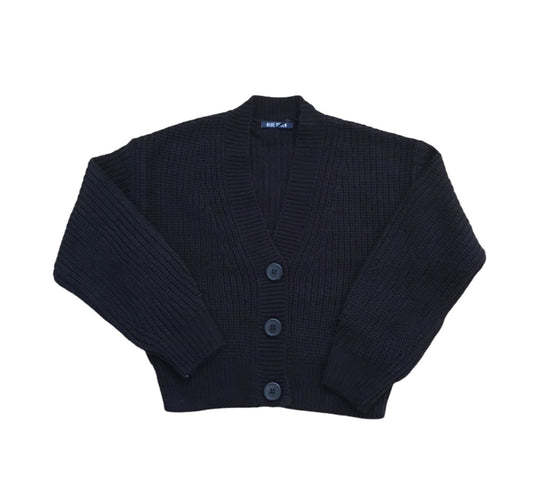 Zwarte vest gebreid van Blue Seven in de maten 140, 152 en 164.